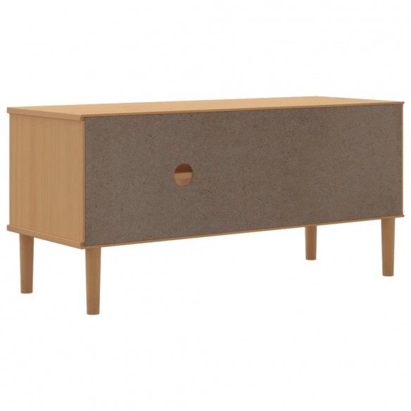 Meuble TV SENJA aspect rotin marron 106x40x49cm bois massif pin Meuble TV SENJA aspect rotin marron 106x40x49cm bois massif pin