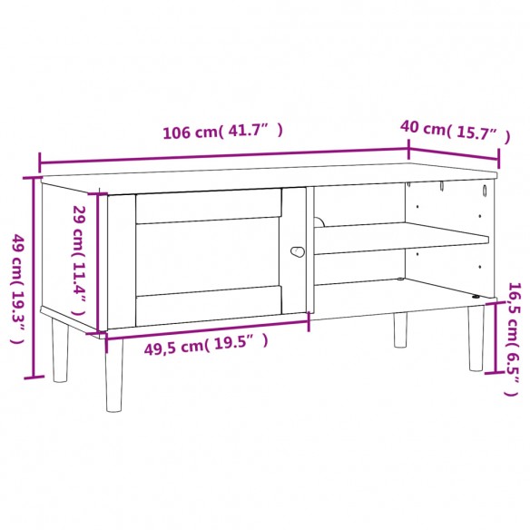 Meuble TV SENJA aspect rotin marron 106x40x49cm bois massif pin Meuble TV SENJA aspect rotin marron 106x40x49cm bois massif pin