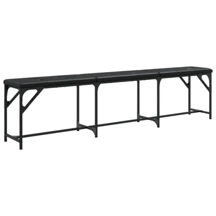 Banc à manger noir 186x32x45 cm acier et similicuir 2