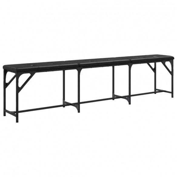Banc à manger noir 186x32x45 cm acier et similicuir Banc à manger noir 186x32x45 cm acier et similicuir