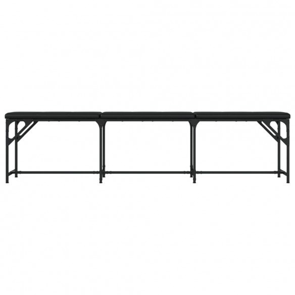 Banc à manger noir 186x32x45 cm acier et similicuir Banc à manger noir 186x32x45 cm acier et similicuir