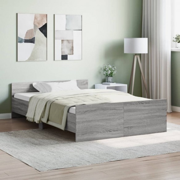 Lit tête de lit et pied de lit sonoma gris 120x200 cm