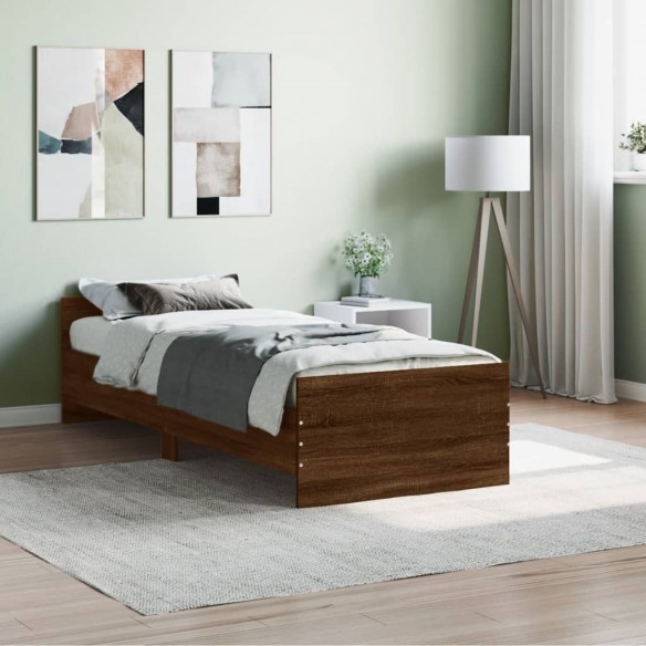 Lit chêne marron 75x190cm petit simple bois ingénierie