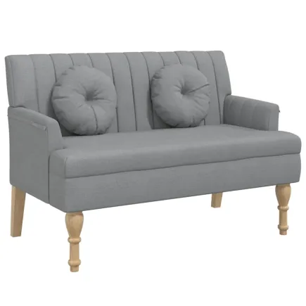 Banc avec coussins gris clair 113x64,5x75,5 cm tissu 2