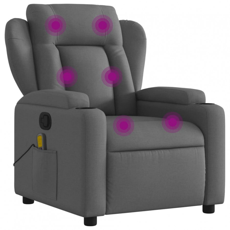 Fauteuil de massage inclinable Gris foncé Tissu