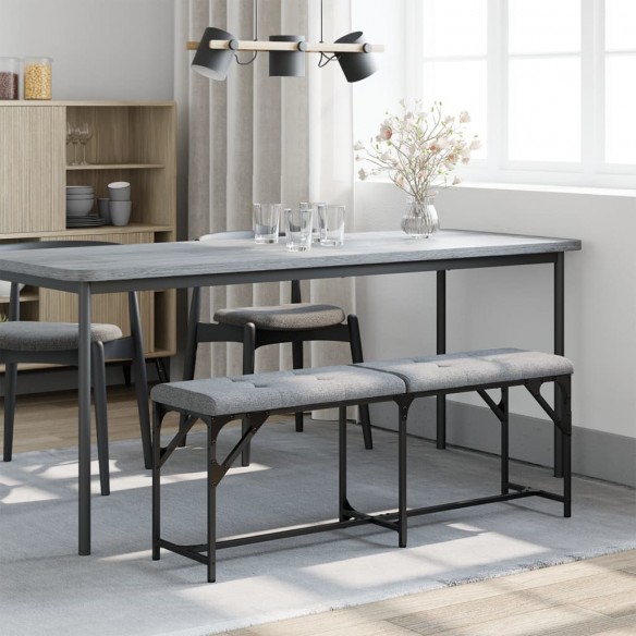 Banc à manger gris clair 124x32x45 cm acier et tissu Banc à manger gris clair 124x32x45 cm acier et tissu