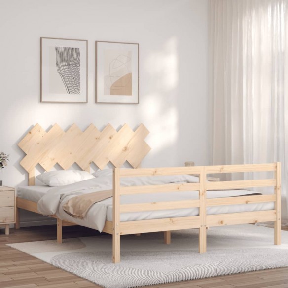 Lit avec tête de lit 140x190 cm bois massif