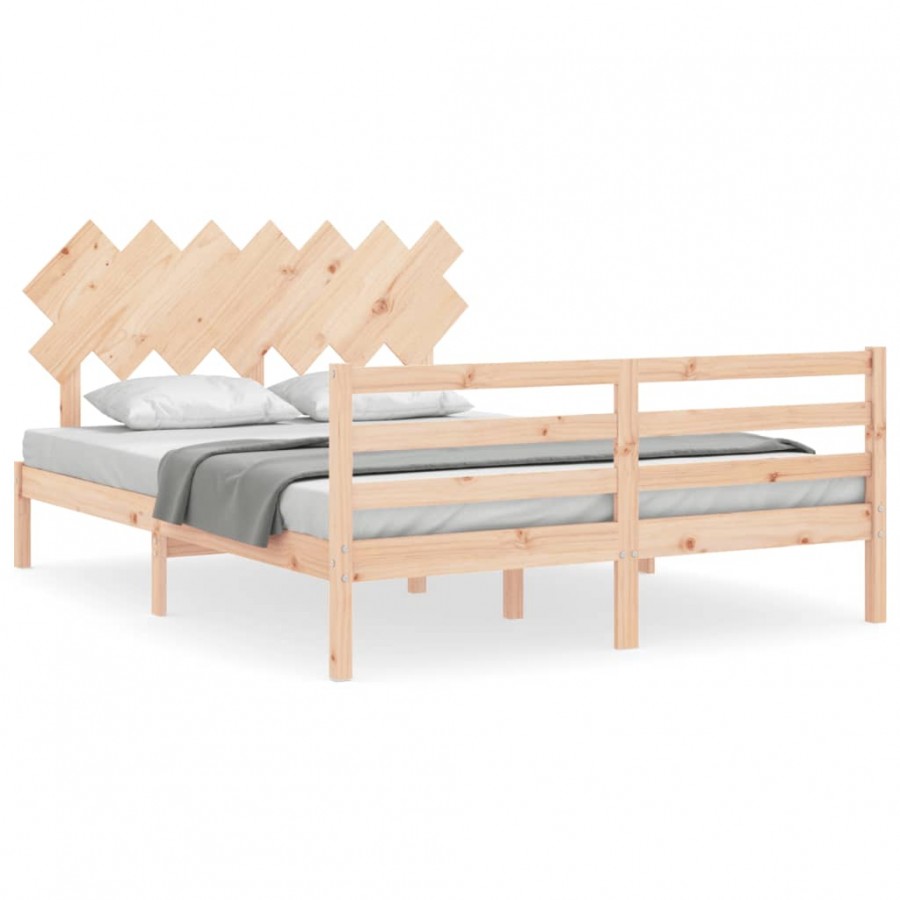 Lit avec tête de lit 140x190 cm bois massif