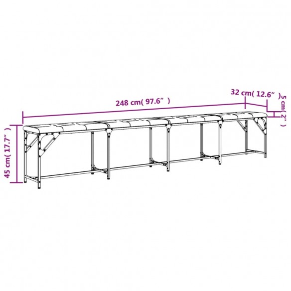 Banc à manger gris foncé 248x32x45 cm acier et tissu Banc à manger gris foncé 248x32x45 cm acier et tissu