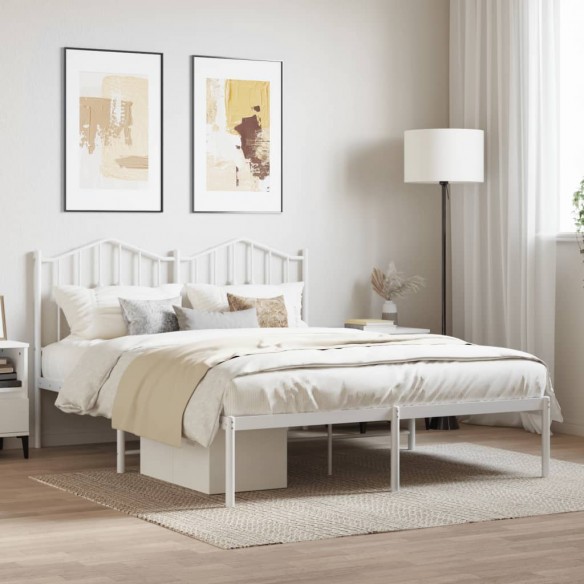 Lit métal avec tête de lit blanc 140x190 cm