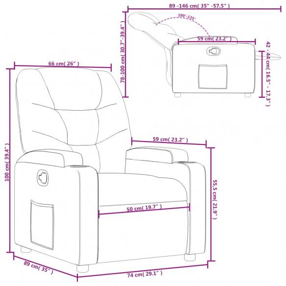 Fauteuil inclinable Gris Similicuir Fauteuil inclinable Gris Similicuir