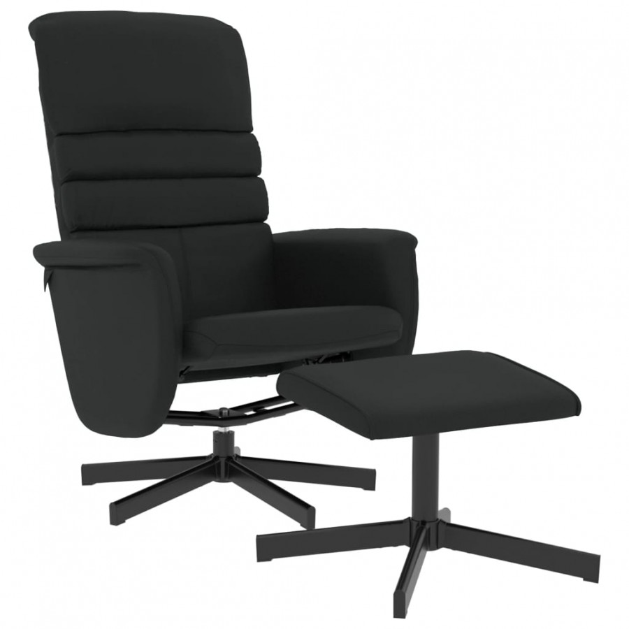 Fauteuil inclinable avec repose-pied noir similicuir