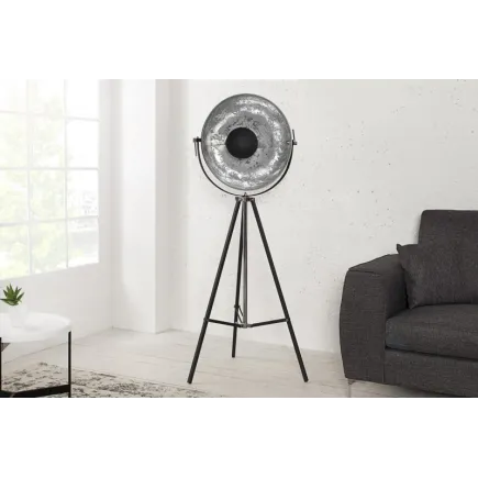 Lampadaire design en acier inoxydable et en aluminium coloris noir et argenté 2