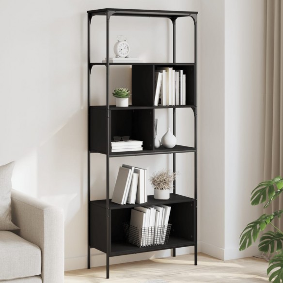 Bibliothèque 5 niveaux noir 76x33x188,5 cm bois d'ingénierie