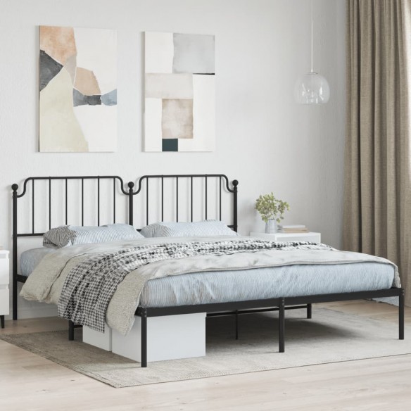 Lit métal avec tête de lit noir 183x213 cm