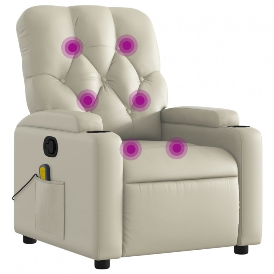 Fauteuil inclinable de massage Crème Similicuir