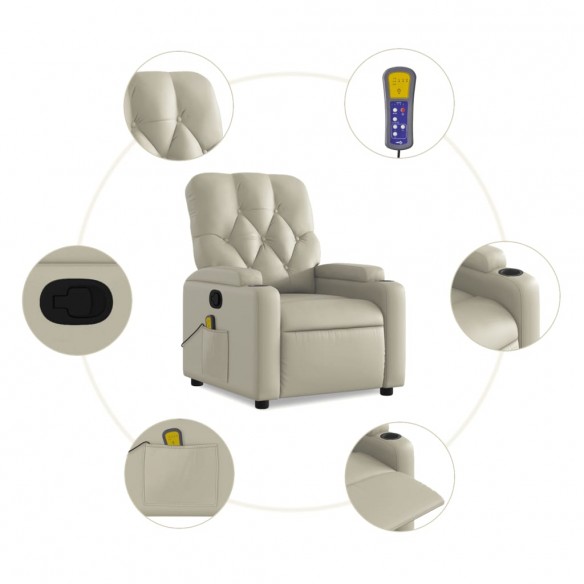Fauteuil inclinable de massage Crème Similicuir