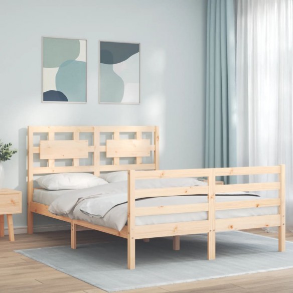 Lit avec tête de lit 140x190 cm bois massif