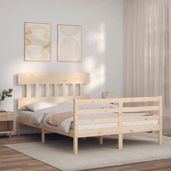 Lit avec tête de lit 140x190 cm bois massif