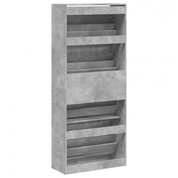 Armoire à chaussures 4 tiroirs rabattables gris béton