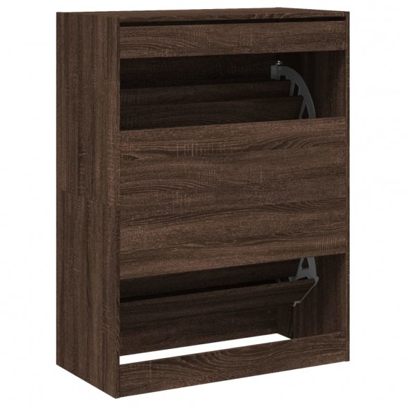 Armoire à chaussures 2 tiroirs rabattables chêne marron