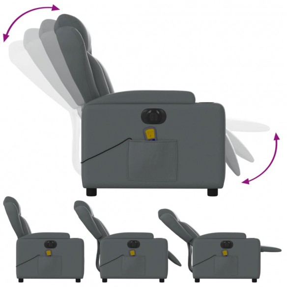 Fauteuil de massage inclinable électrique gris similicuir