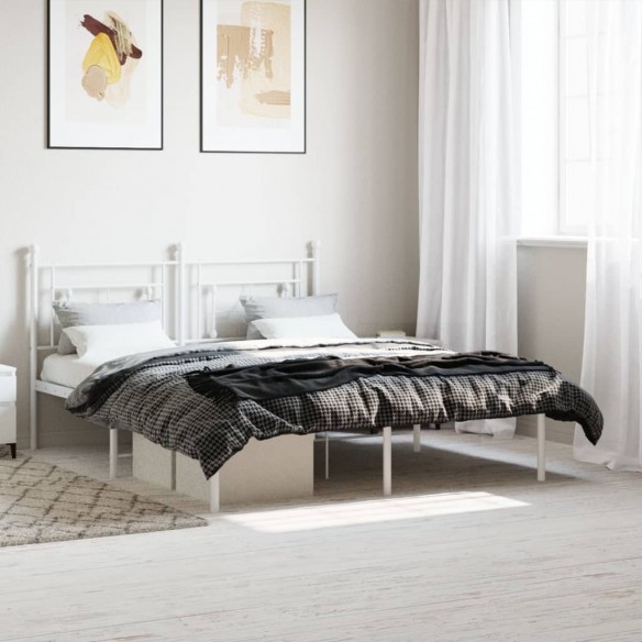 Lit métal avec tête de lit blanc 150x200 cm