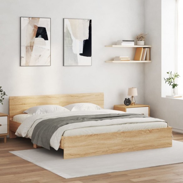 Lit avec tête de lit chêne sonoma 160x200 cm