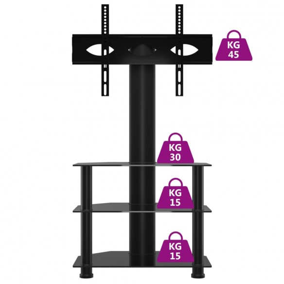 Meuble TV d'angle 3 niveaux pour 32-70 pouces noir