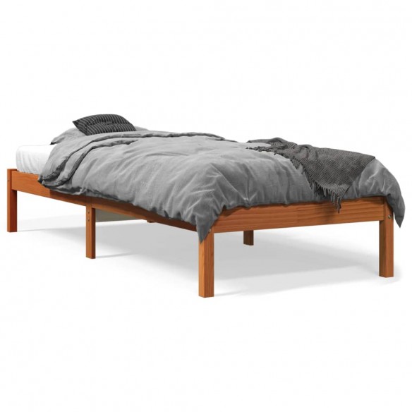 Lit cire marron 100x200 cm bois de pin massif