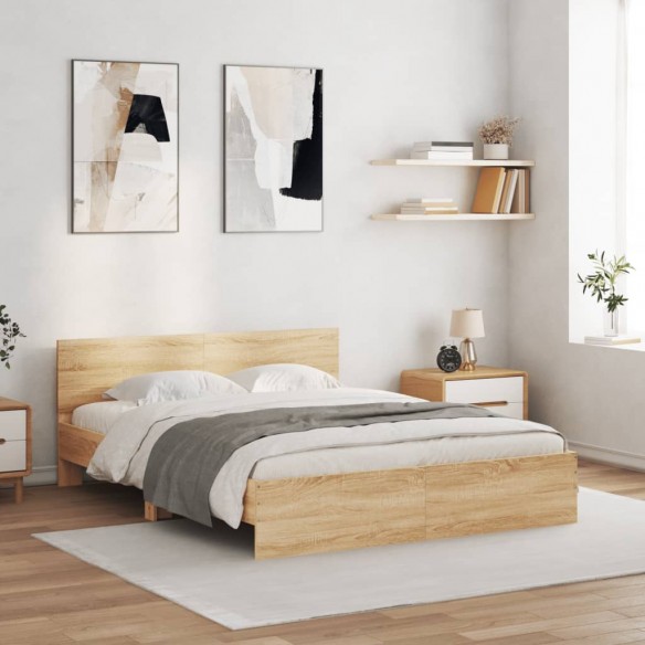 Lit avec tête de lit chêne sonoma 150x200 cm