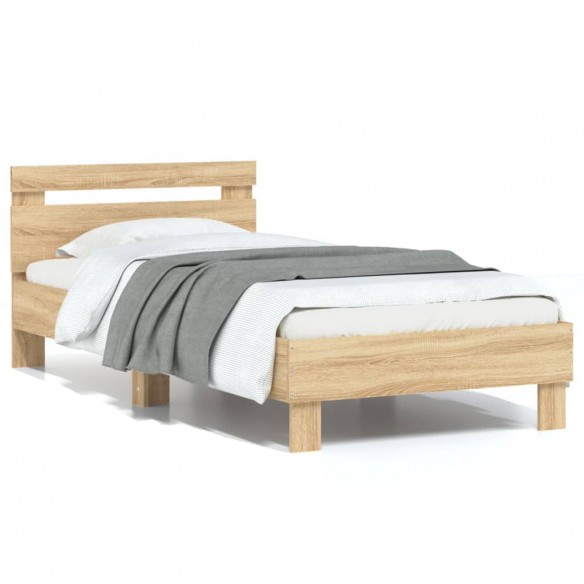 Lit tête de lit chêne sonoma 90x190 cm bois ingénierie