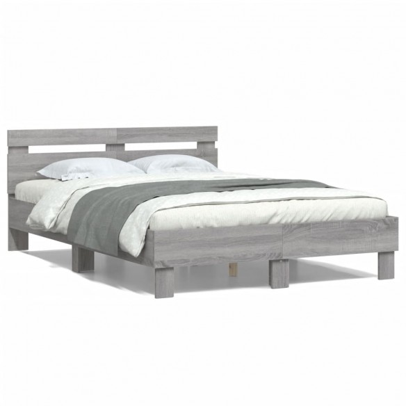Lit avec tête de lit sonoma gris 135x190 cm