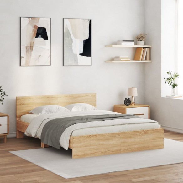 Lit avec tête de lit chêne sonoma 140x190 cm