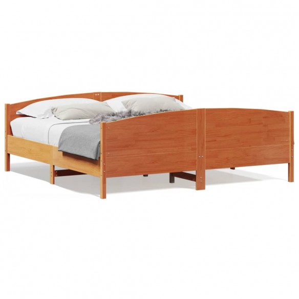 Lit et tête de lit cire marron 180x200 cm bois de pin
