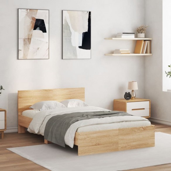 Lit avec tête de lit chêne sonoma 120x200 cm