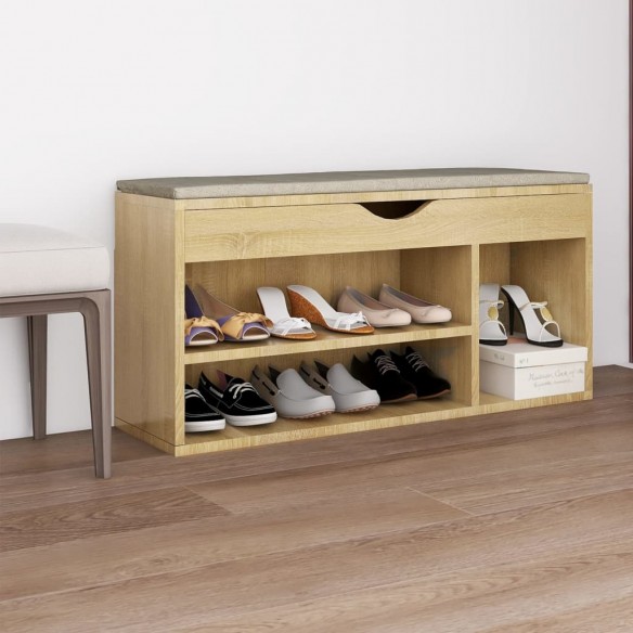 Banc à chaussures coussin Chêne Sonoma 104x30x49 cm Aggloméré