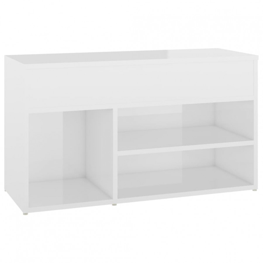 Banc à chaussures Blanc brillant 80x30x45 cm Aggloméré