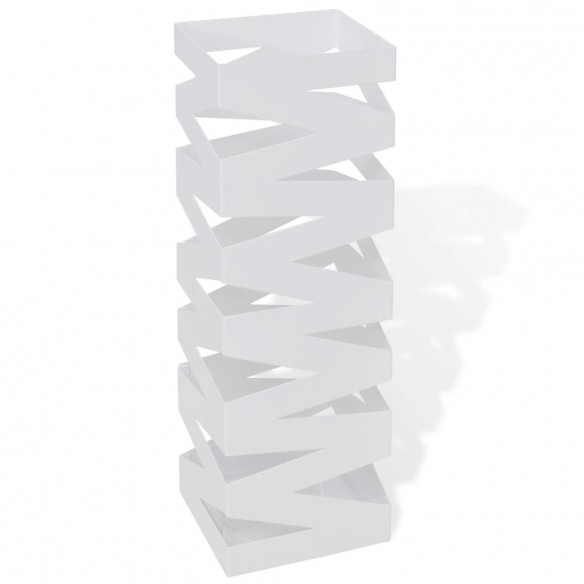 Porte-parapluie carré à rangement Blanc Acier 48,5 cm