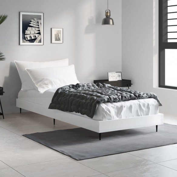 Lit blanc brillant 75x190 cm bois d'ingénierie