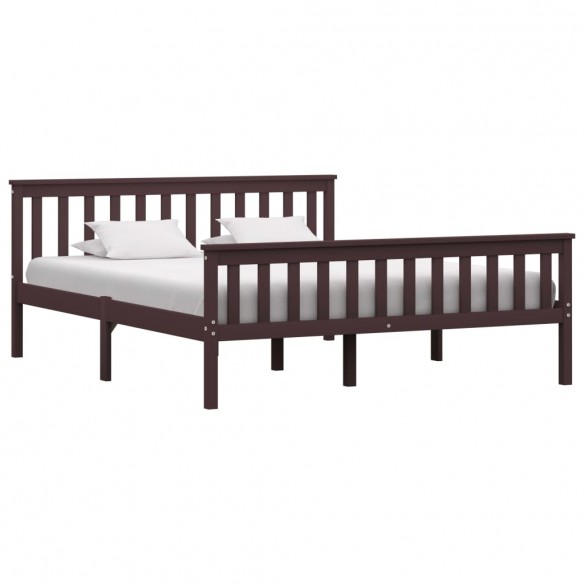 Lit Marron foncé Bois de pin massif 160 x 200 cm