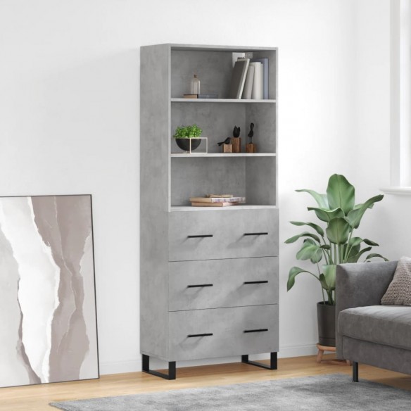Buffet haut Gris béton 69,5x34x180 cm 