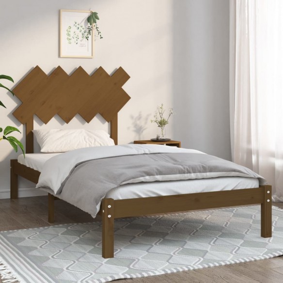 Lit Marron miel 100x200 cm Bois massif