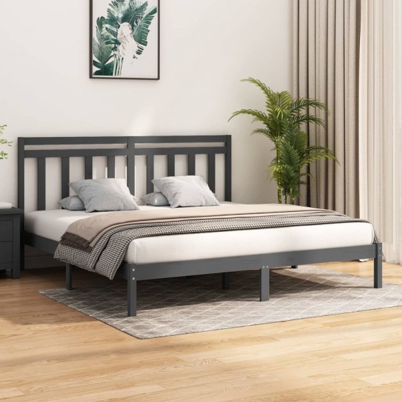 Lit Gris Bois massif 200x200 cm