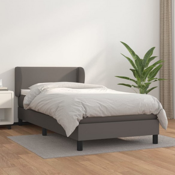 Lit avec matelas Gris 80x200 cm Similicuir
