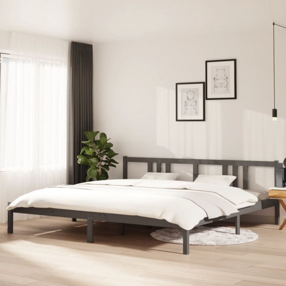 Lit Gris Bois massif 200x200 cm