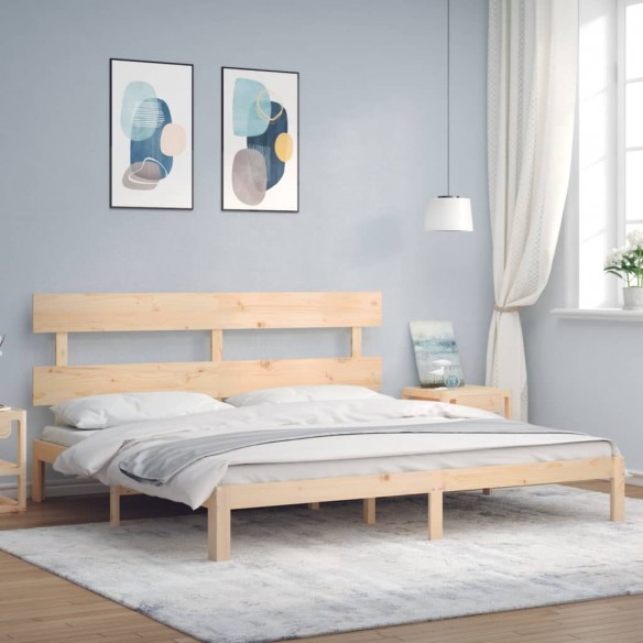 Lit avec tête de lit 200x200 cm bois massif