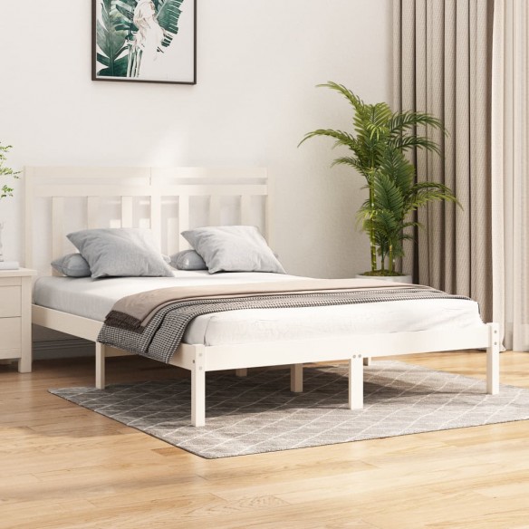 Lit Blanc Bois massif 135x190 cm Double