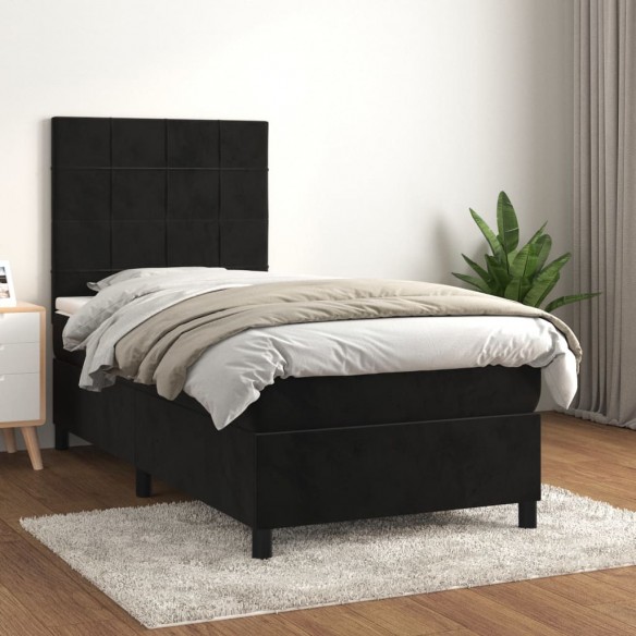 Lit et matelas Noir 80x200 cm Velours