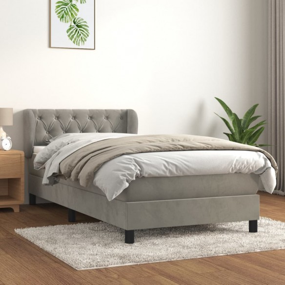 Lit et matelas Gris clair 80x200 cm Velours